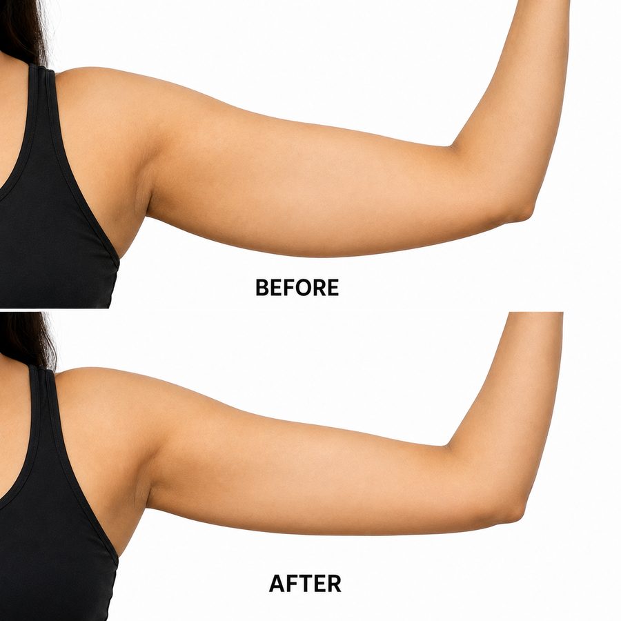 Liposuction before and after — upper arms