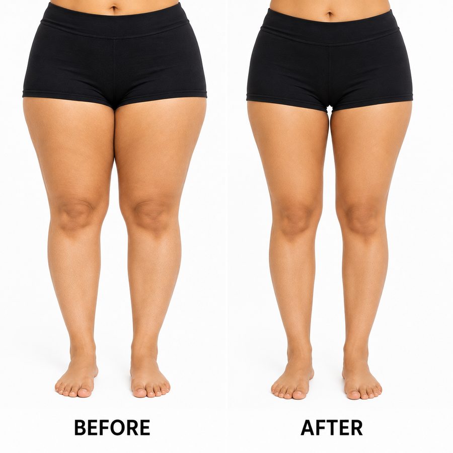 Liposuction before and after — thighs